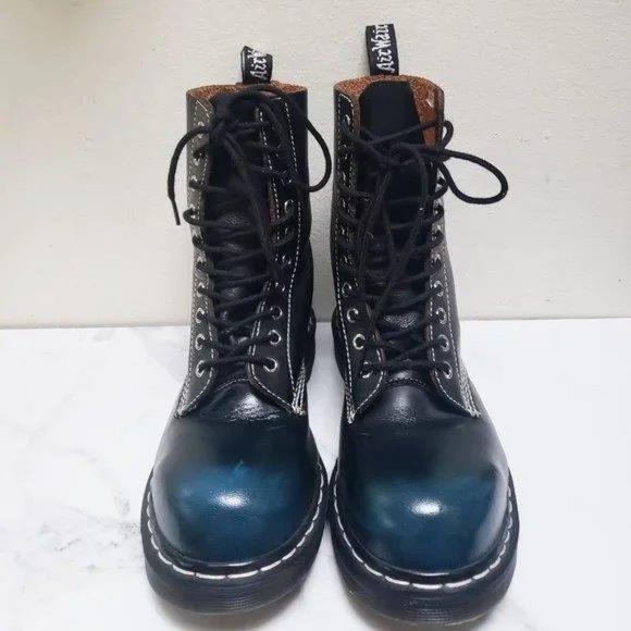 Dr. Martens 1919 Blue Rogue Steel-Toe 10 Eye Boots - Picture 3 of 13